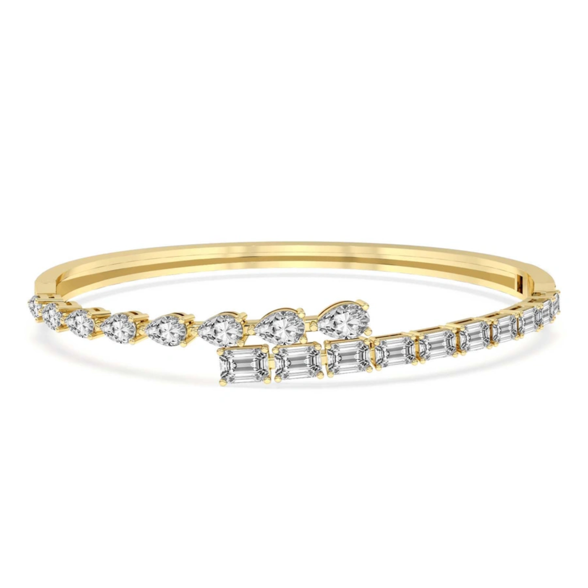 Emerald Pear Symphony Lab Diamond Openable Bangle Bracelet