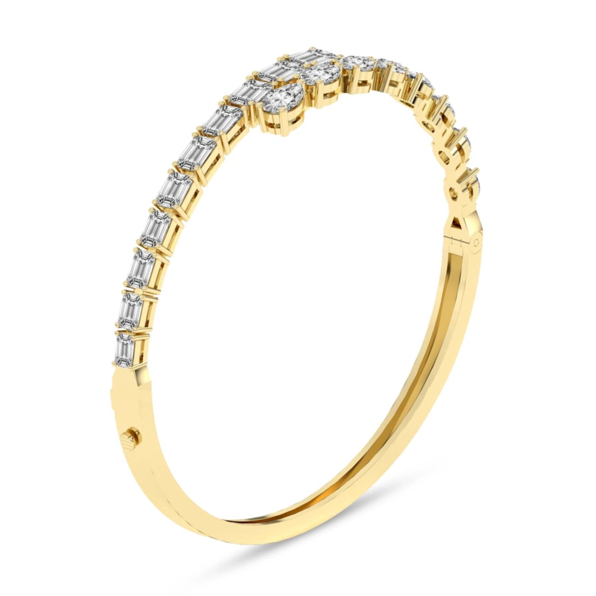 Emerald Pear Symphony Lab Diamond Openable Bangle Bracelet