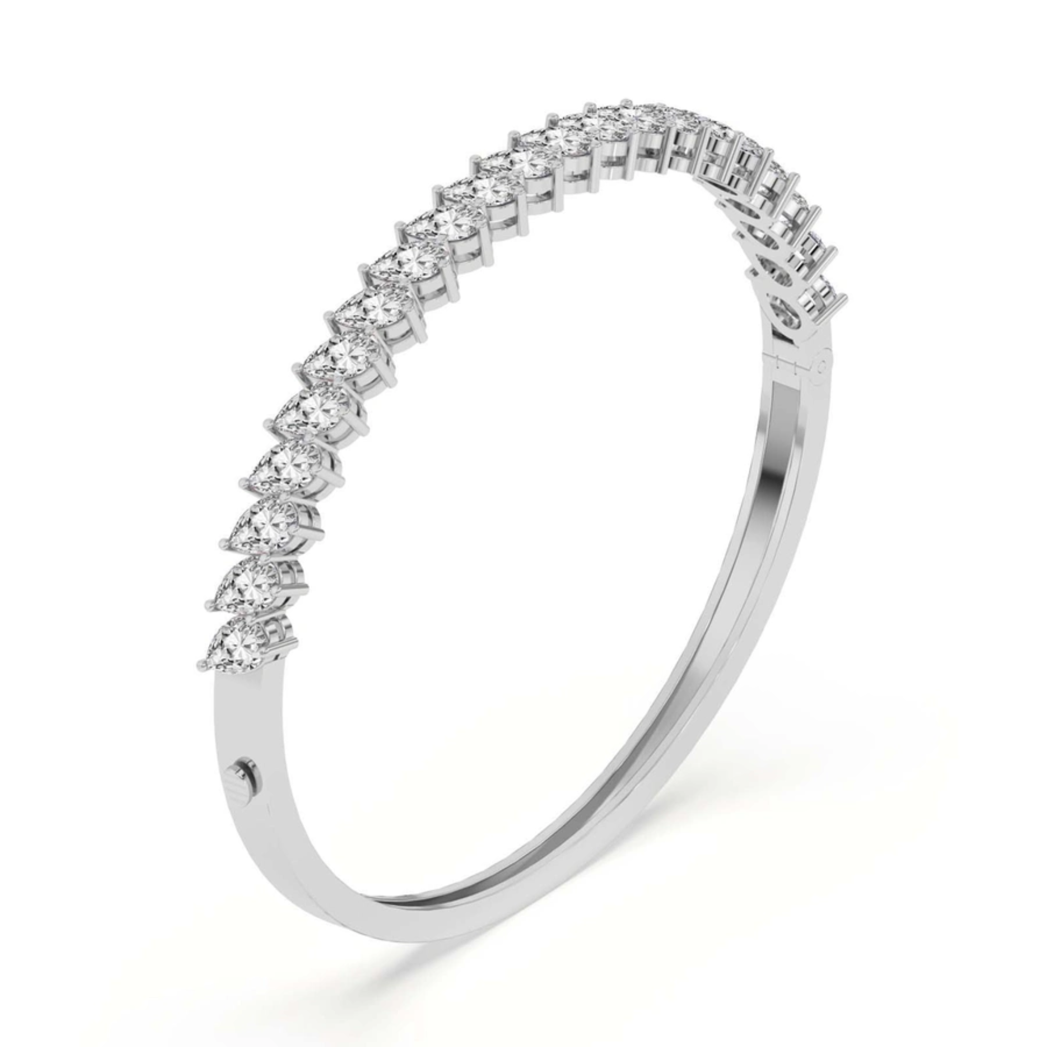 Pear Cascade Lab Diamond Openable Bangle Bracelet
